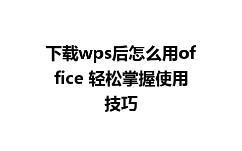 下载wps后怎么用office 轻松掌握使用技巧