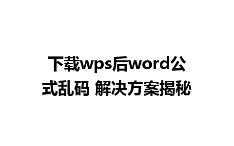 下载wps后word公式乱码 解决方案揭秘