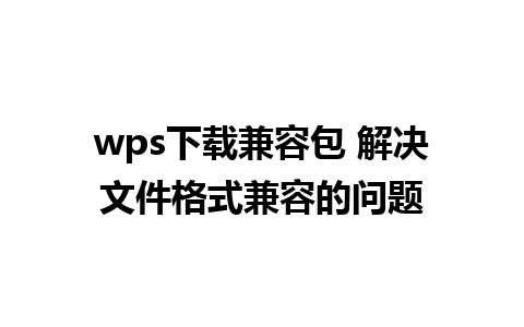 wps下载兼容包 解决文件格式兼容的问题