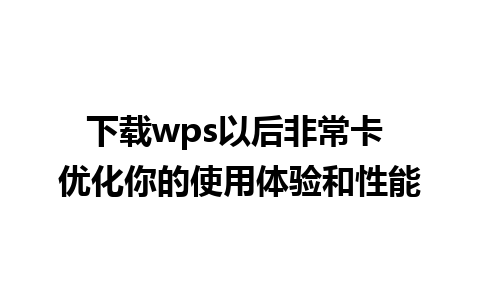 下载wps以后非常卡 优化你的使用体验和性能