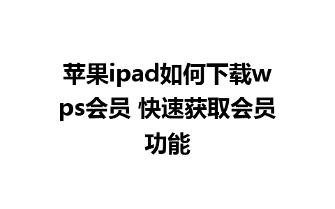 苹果ipad如何下载wps会员 快速获取会员功能