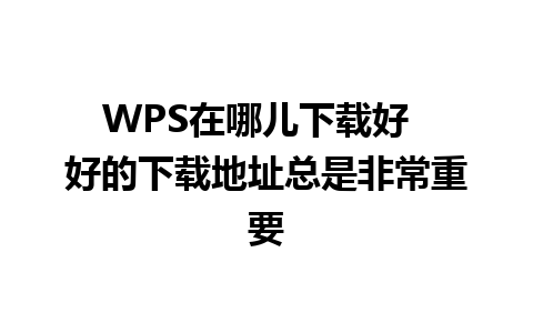 WPS在哪儿下载好  好的下载地址总是非常重要