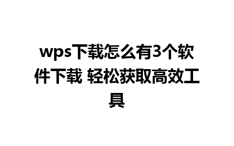 wps下载怎么有3个软件下载 轻松获取高效工具