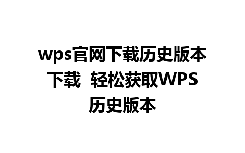 wps官网下载历史版本下载  轻松获取WPS历史版本