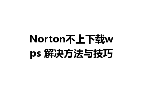 Norton不上下载wps 解决方法与技巧