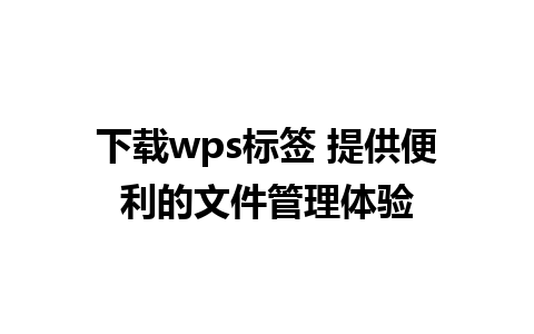 下载wps标签 提供便利的文件管理体验