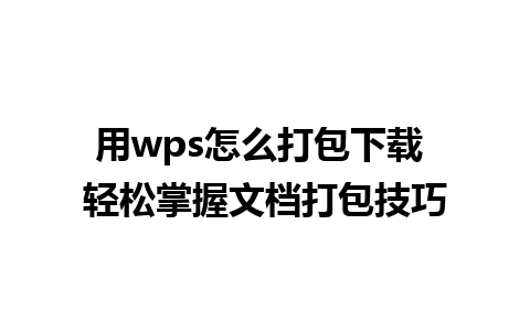 用wps怎么打包下载 轻松掌握文档打包技巧