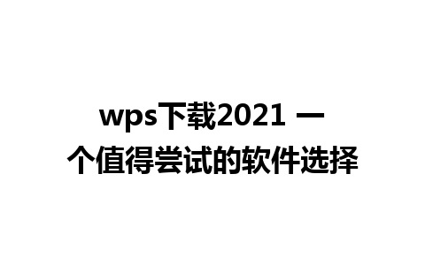 wps下载2021 一个值得尝试的软件选择