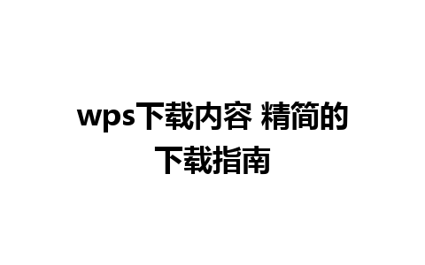 wps下载内容 精简的下载指南