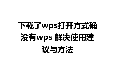 下载了wps打开方式确没有wps 解决使用建议与方法