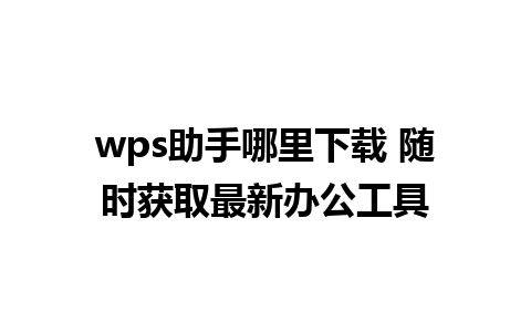 wps助手哪里下载 随时获取最新办公工具