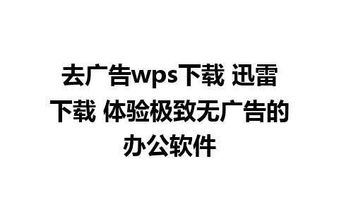 去广告wps下载 迅雷下载 体验极致无广告的办公软件