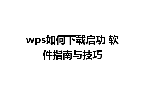 wps如何下载启功 软件指南与技巧