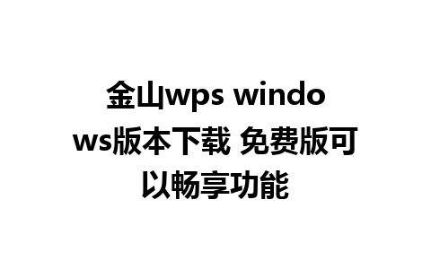 金山wps windows版本下载 免费版可以畅享功能