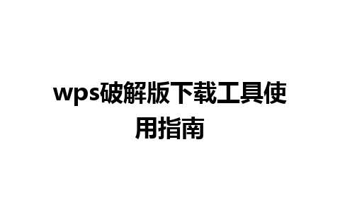 wps破解版下载工具使用指南