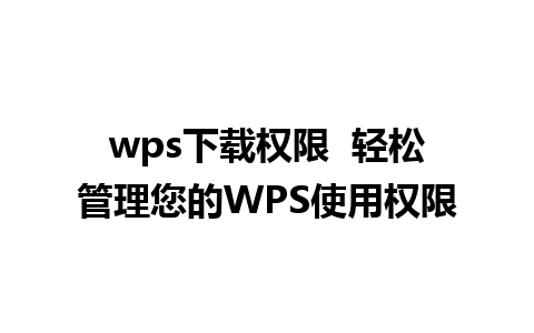 wps下载权限  轻松管理您的WPS使用权限