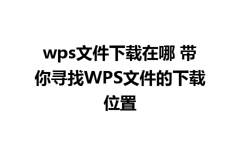 wps文件下载在哪 带你寻找WPS文件的下载位置