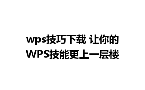 wps技巧下载 让你的WPS技能更上一层楼