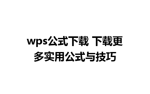 wps公式下载 下载更多实用公式与技巧