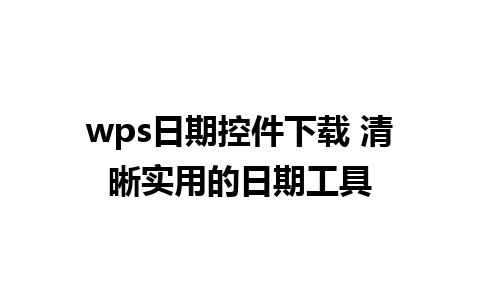 wps日期控件下载 清晰实用的日期工具