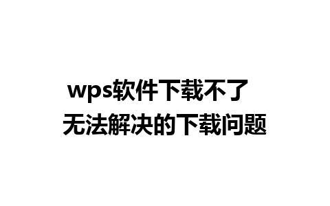 wps软件下载不了  无法解决的下载问题