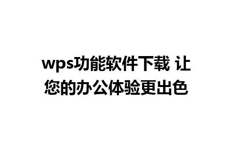 wps功能软件下载 让您的办公体验更出色