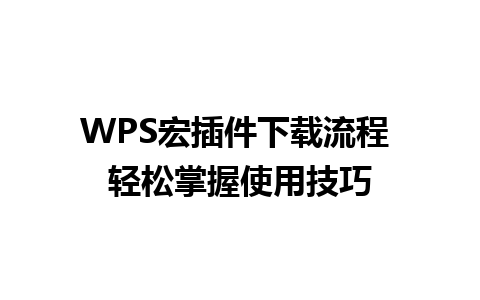 WPS宏插件下载流程 轻松掌握使用技巧