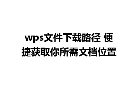 wps文件下载路径 便捷获取你所需文档位置