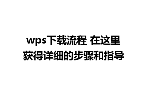 wps下载流程 在这里获得详细的步骤和指导