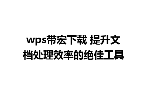 wps带宏下载 提升文档处理效率的绝佳工具