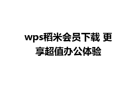 wps稻米会员下载 更享超值办公体验