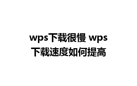 wps下载很慢 wps下载速度如何提高