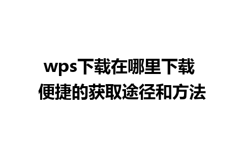 wps下载在哪里下载 便捷的获取途径和方法