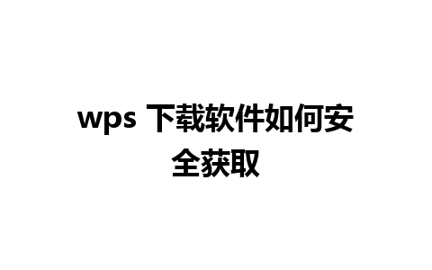 wps 下载软件如何安全获取