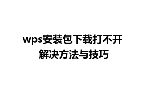 wps安装包下载打不开 解决方法与技巧