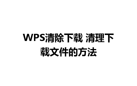 WPS清除下载 清理下载文件的方法