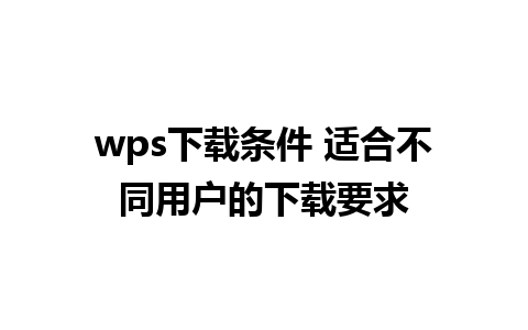 wps下载条件 适合不同用户的下载要求