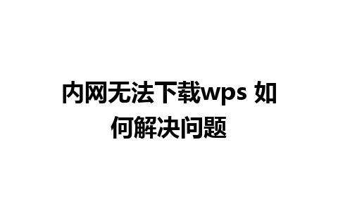 内网无法下载wps 如何解决问题