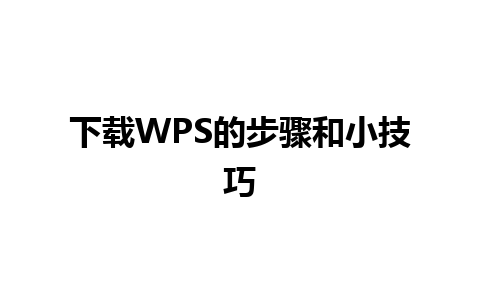 下载WPS的步骤和小技巧