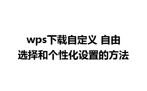 wps下载自定义 自由选择和个性化设置的方法