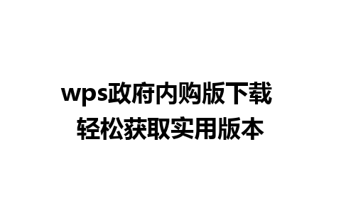 wps政府内购版下载 轻松获取实用版本