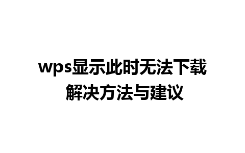 wps显示此时无法下载 解决方法与建议