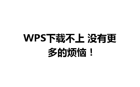 WPS下载不上 没有更多的烦恼！