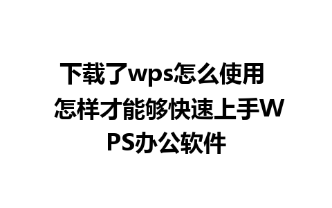 下载了wps怎么使用  怎样才能够快速上手WPS办公软件