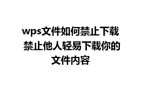 wps文件如何禁止下载 禁止他人轻易下载你的文件内容