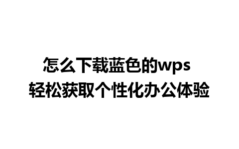 怎么下载蓝色的wps 轻松获取个性化办公体验