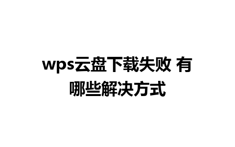 wps云盘下载失败 有哪些解决方式