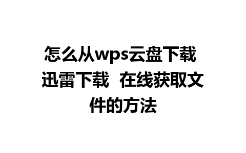 怎么从wps云盘下载 迅雷下载  在线获取文件的方法