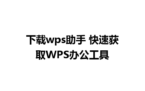 下载wps助手 快速获取WPS办公工具