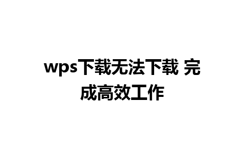 wps下载无法下载 完成高效工作